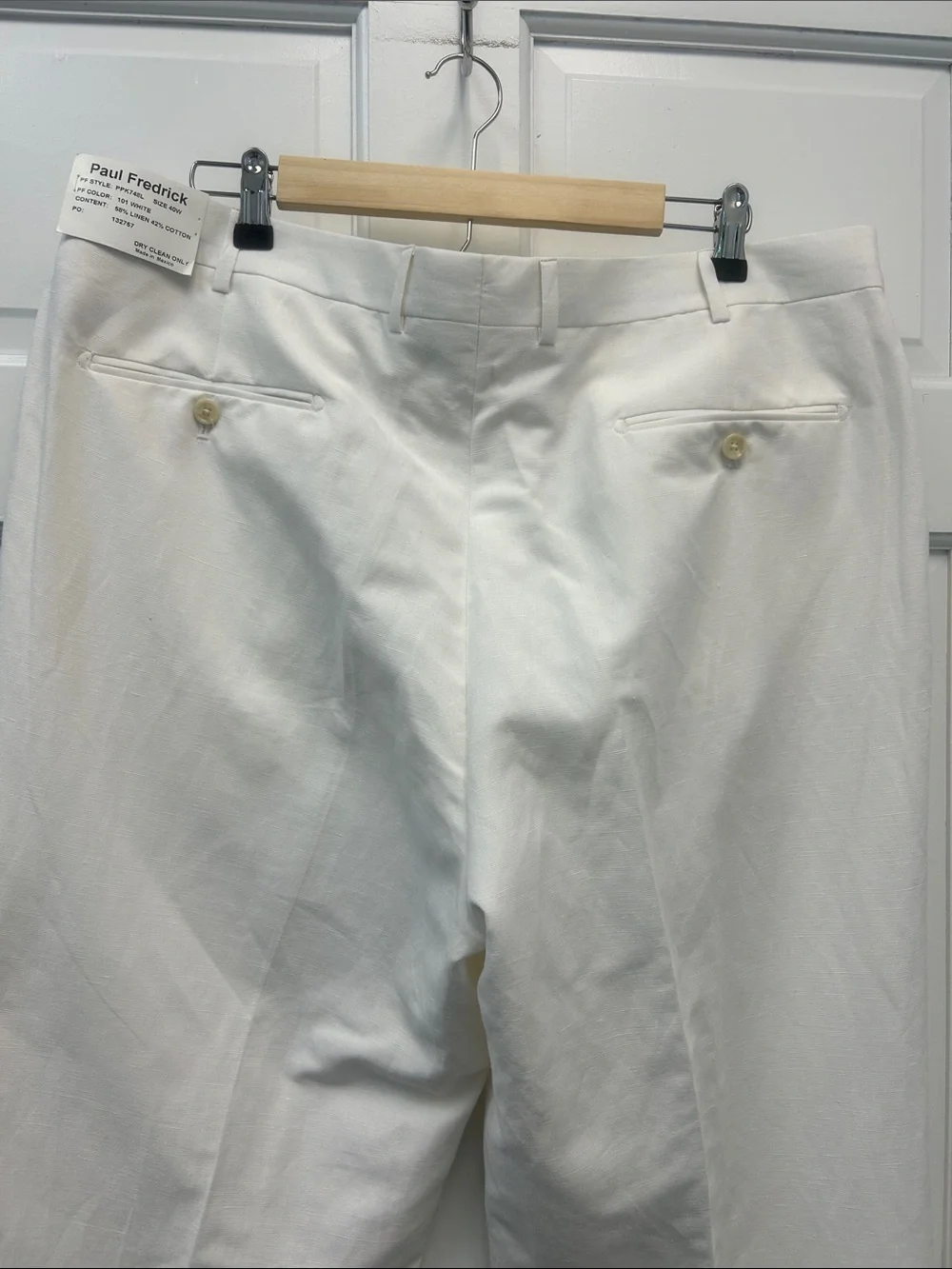 NWT Paul Fredrick White Linen Blend Pleated Men’s Summer Pants Size 40